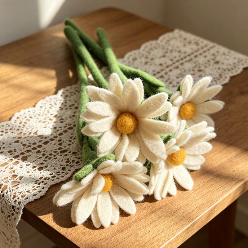 Handmade Wool Felt Flowers, Small Daisies, Chamomile Flowers, Bouquets, Gifts, Home Decoration, Vase Arrangements, Artificial Flowers Handmade Wool Felt Flowers, Small Daisies, Chamomile Flowers, Bouquets, Gifts, Home Decoration, Vase Arrangements, Artificial Flowers