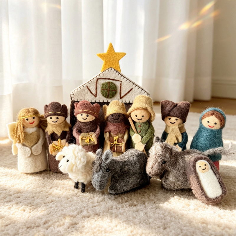 Handmade Wool Felt Christmas Series Character Home Furnishings, Desktop Decorations, Cute Ornaments Set Gifts