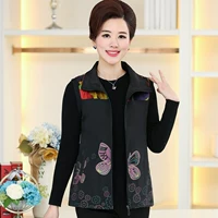 Bà mẹ trung niên mùa xuân và mùa thu mẹ mặc vest hoa mẹ chồng áo mỏng phần bà ngoại vest vest cỡ lớn áo kiểu trung niên u40