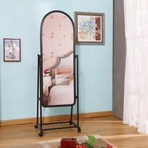 Full-length mirror ins wind retro floor-to-ceiling solid wood dressing bedroom Nordic dormitory sub-student three-dimensional home room photo