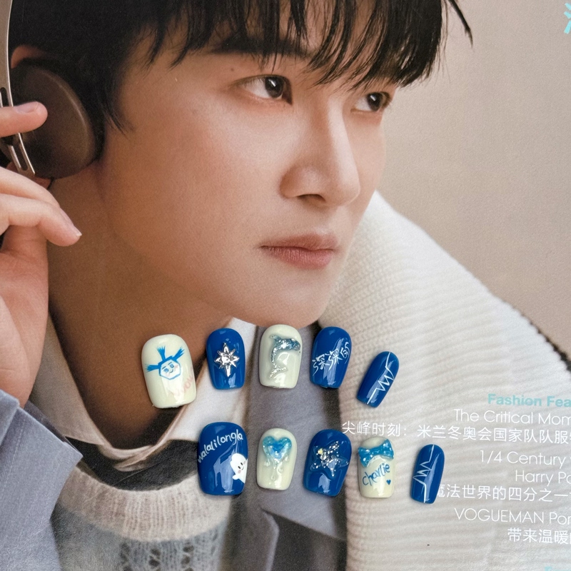 2026 New Handmade Zhou Shen Concert Nail Art Zhou Shen Fan Mi Jie Mi Character Star White Mi