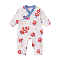 All-cotton era baby clothes summer gauze long-sleeved and robe-style jumpsuits newborn baby baby clothes fart clothes
