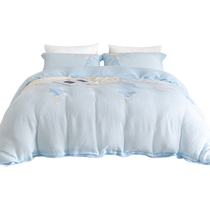 (Same style as Zhao Liying) Cotton Era four-piece pure cotton air pleated gauze bedding set Pepsi Desirable