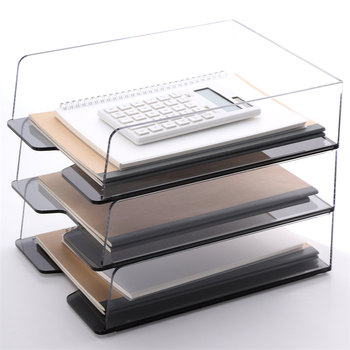 Desktop file rack transparent a4 folder storage box business office storage rack student test paper classification and organization rack