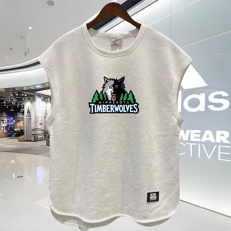 Minnesota Timberwolves New Summer Trendy Sports Vest Pure Cotton Heavyweight Basketball Jersey Sleeveless Vest Large Size Loose T-Shirt