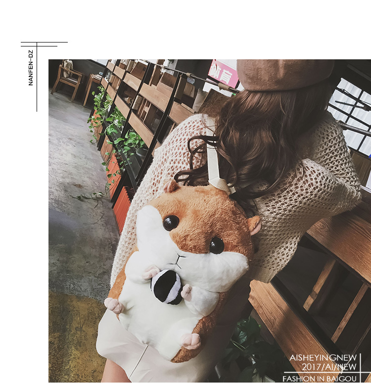Dễ thương ba lô mềm dễ thương sang trọng túi hamster mùa thu và mùa đông cô gái nhỏ ba lô phim hoạt hình ấm áp tay mềm em gái búp bê túi thủy triều balo cho bé trai