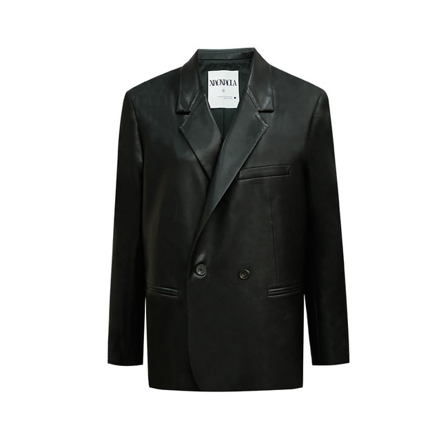 Xiaoxiaola 1937 ຫນັງທາດໂປຼຕີນຈາກຫນັງແທ້ texture ຫນັງ PU jacket jacket ແມ່ຍິງ retro ການອອກແບບສີດໍາ