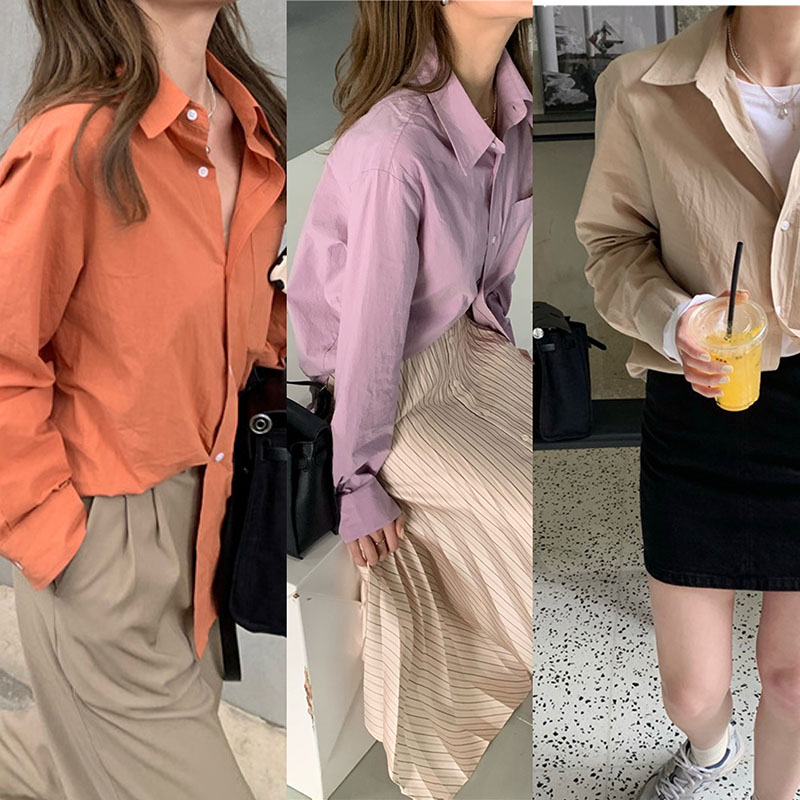 Small pull produced cotton wrinkled lapel shirt female commuter new 2022 new fashion long-sleeved top