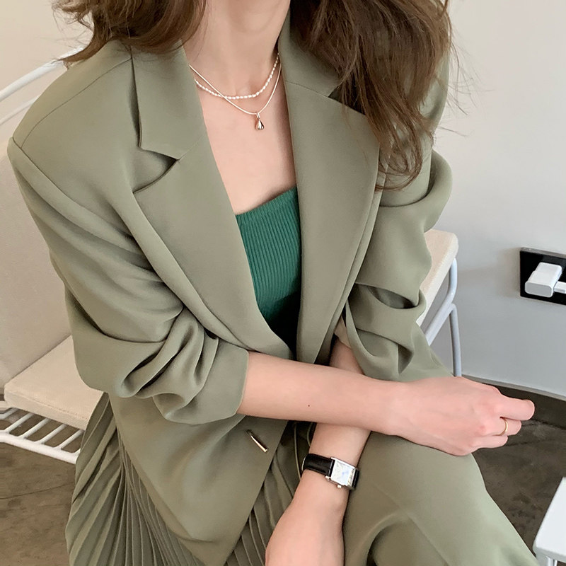 Small Pull 1973 Smeared Tea Suit Suit Woman Light Cooked Wind Reduction Age Spring Autumn Jacket Thyme Dress Two Sets Half Body Skirt