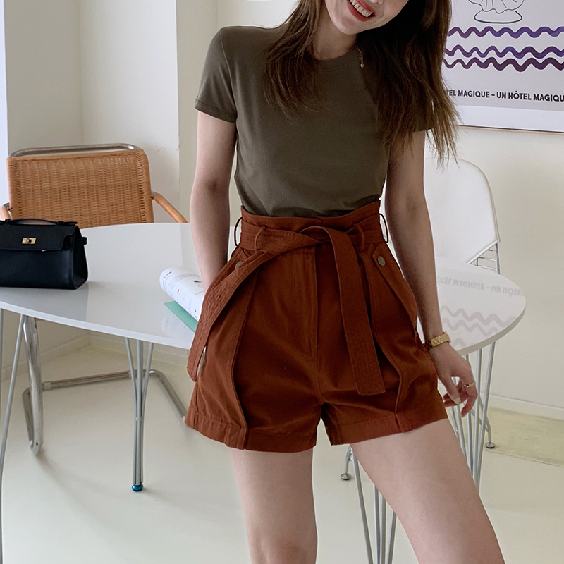 Xiao Xiaola 1937 flower bud pants shorts women's high waist and thin women's wide-leg pants casual pants 2022 summer new