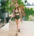 AY Yilang Tùy chỉnh ~ Chính hãng Sexy Rượu vang đỏ Treo cổ cao Eo xếp li Bụng che bụng mỏng Chia áo tắm đồ bơi 2 mảnh kín Bộ đồ bơi hai mảnh