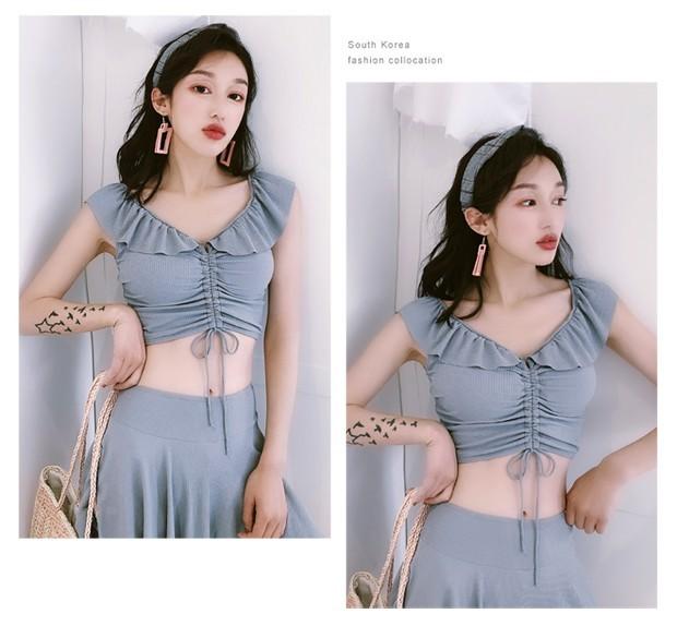 Sansheng III ~ áo tắm mới Thời trang gợi cảm giảm béo váy xẻ hai loại áo tắm hai mảnh - Bộ đồ bơi hai mảnh 	các kiểu đồ bơi 2 mảnh	