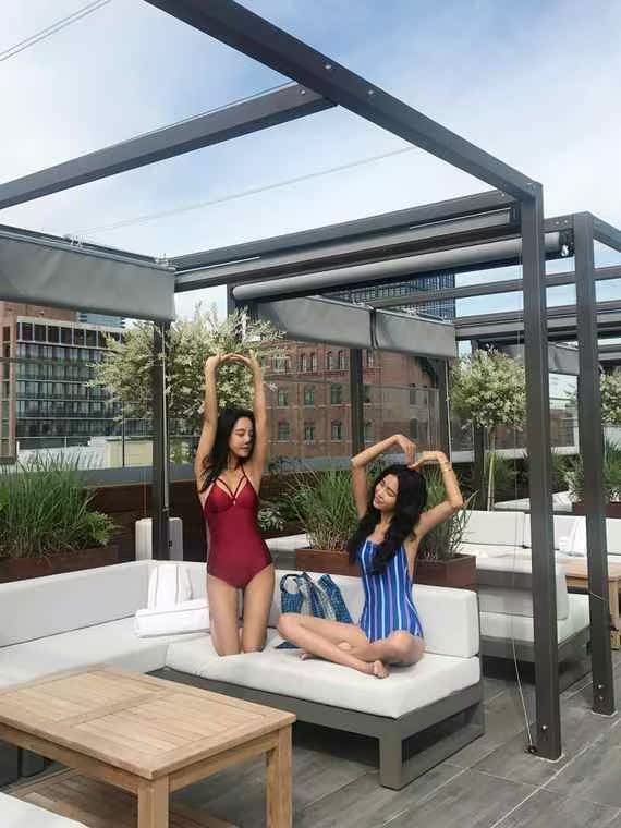 Hàn Quốc chính hãng DARKGIRL Siamese nho màu Xiêm Bikini áo tắm 1 mảnh