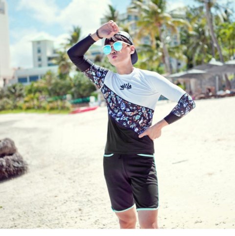 Shuai ~ 2018 Quần áo dài tay nam đi biển Hàn Quốc lướt sóng quần áo chống nắng nam quần áo chống nắng nhanh khô 190 kg - Nam bơi đầm quần bơi nam hàng nào tốt