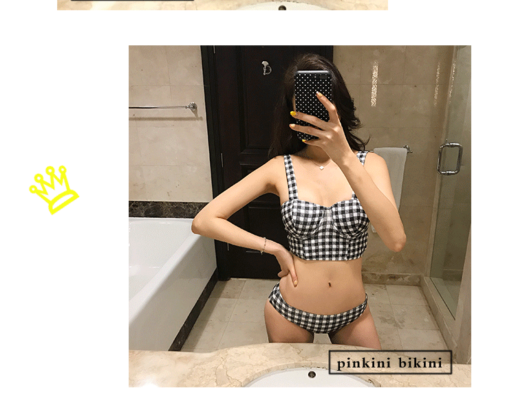2017 mới trắng đen nhỏ ngọt ngào ngọt ngào đơn giản chia đôi bikini nóng bỏng mùa xuân đi biển áo tắm nữ 	đồ bơi nữ 2 mảnh	