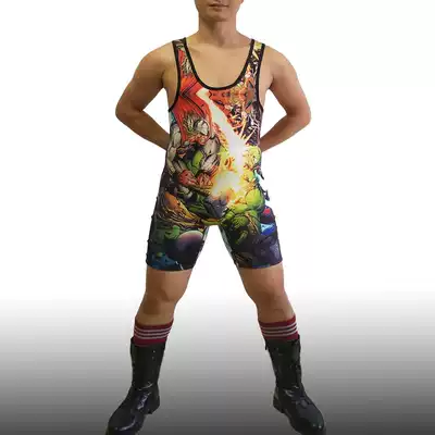 Superhero invincible Hulk cartoon HULK one-piece wrestling suit fitness weightlifting suit personality wrestling suit