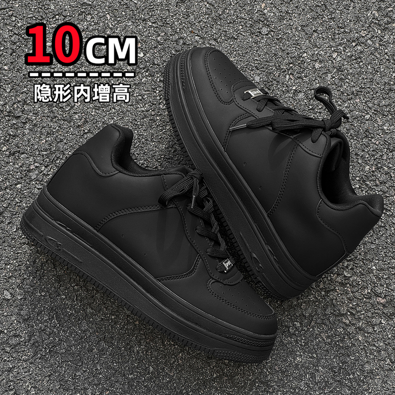 Original Air Force ① Double-Layer Thick-Soled High-Top Sneakers for Men, 10cm Height Increase, Super Comfortable Black Sneakers, White Sneakers for Women