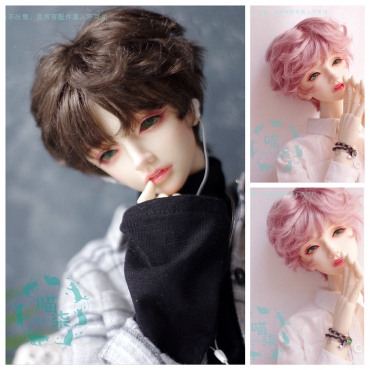 BJD doll with a mimic horse hair wig short curls 3 uncle huge baby 4 points large 6 points brown powder spot