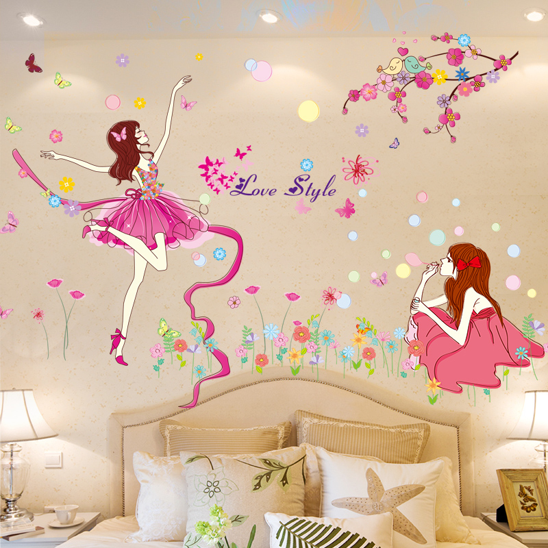 Web celebrity rent big transformation girl personality creative bedroom bedside decoration bedside wall self-adhesive wall paper wall sticker