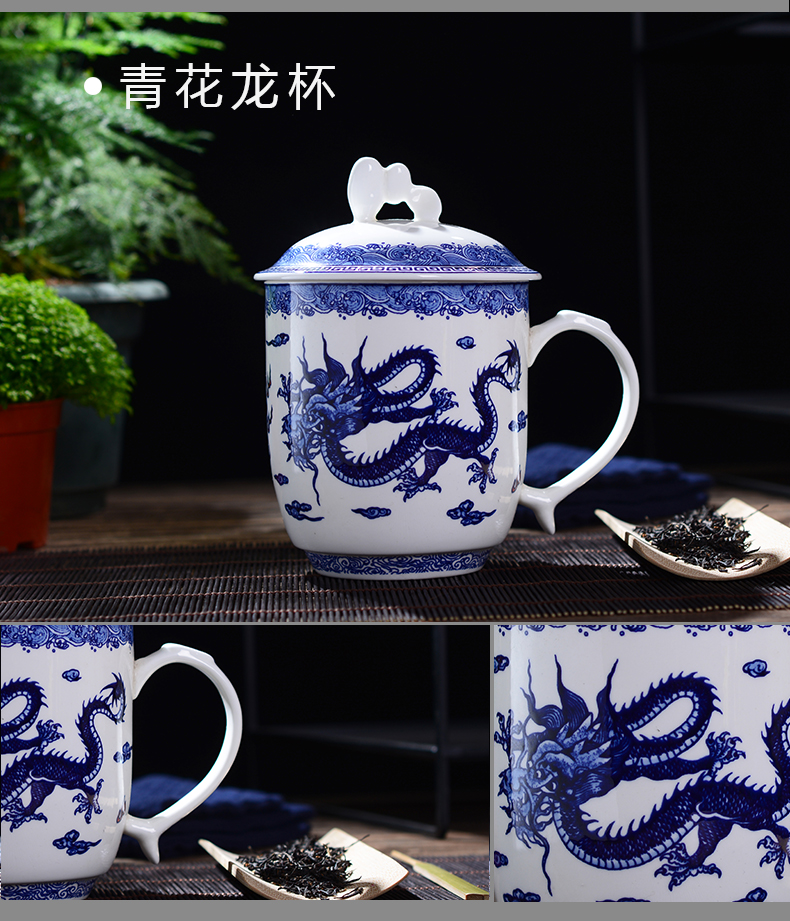 Jingdezhen ipads porcelain cup with cover household glair big cup 800 ml gift custom tea tea cup