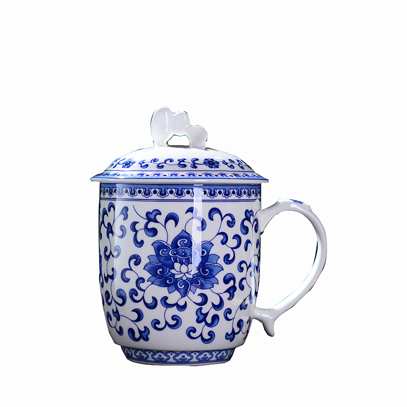 Jingdezhen ipads porcelain cup with cover household glair big cup 800 ml gift custom tea tea cup