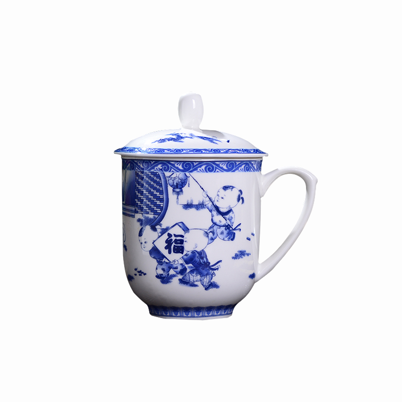 Jingdezhen ceramic cups with cover household glair tea cup of the big office gift fuwa ipads porcelain tea cups