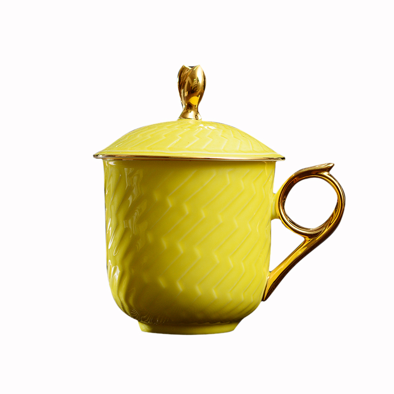 Jingdezhen ceramic cups with cover ipads porcelain cup creative move of a variety of color glaze cup gold cup cup with a gift