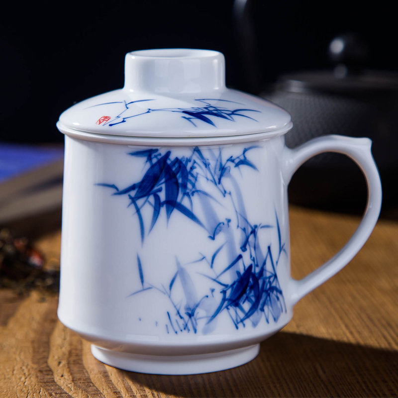 DE farce auspicious new of the independent film figure of jingdezhen ceramics cup with cover the tea cups