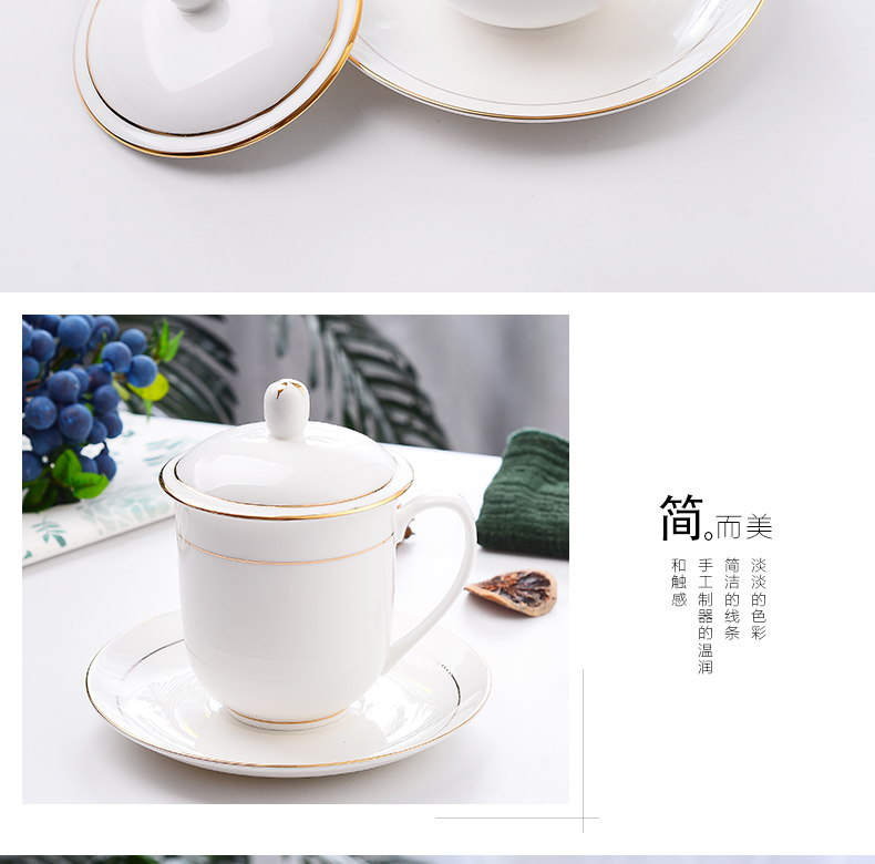 Jingdezhen ceramic cups with cover hand - made ipads China golden glass office meeting in up phnom penh cup custom LOGO