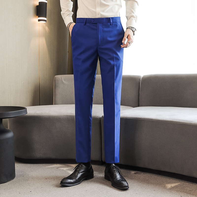 Royal Blue Dress Pants Men's Workwear Spring and Autumn Slim Fit Trousers 10 Solid Color Pants Men's Groom and Best Man Formal Wear