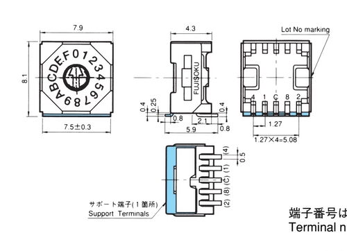 SMRR71 16-1 Япония Fujisoku Fuji 16-Gear 0-F Ротационный переключатель 5-контактный ротал 8421c