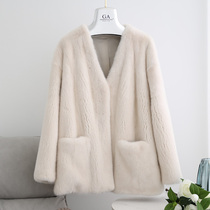 GA fur 2021 mink fur coat mink coat womens whole mink imported mink fur pearl color