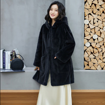 2021 winter coat mink coat womens whole mink medium long hats mink fur Super Crown Velvet