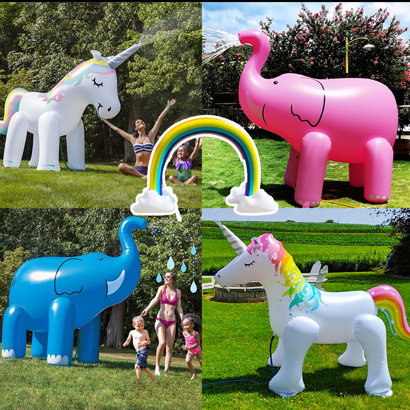 Giant Inflatable Water Jet Unicorn Outdoor Lawn Toy Water Spray Pad Pvc Inflatable Toy Spray Horse Play Ball