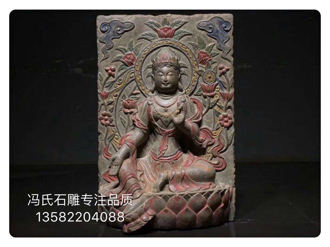 (Tang rhymes ... at ease with Guanyin BodhisattBodhisattBodhisattva) The green stone painted high 61 meters wide 40 40 thick 20 cm  