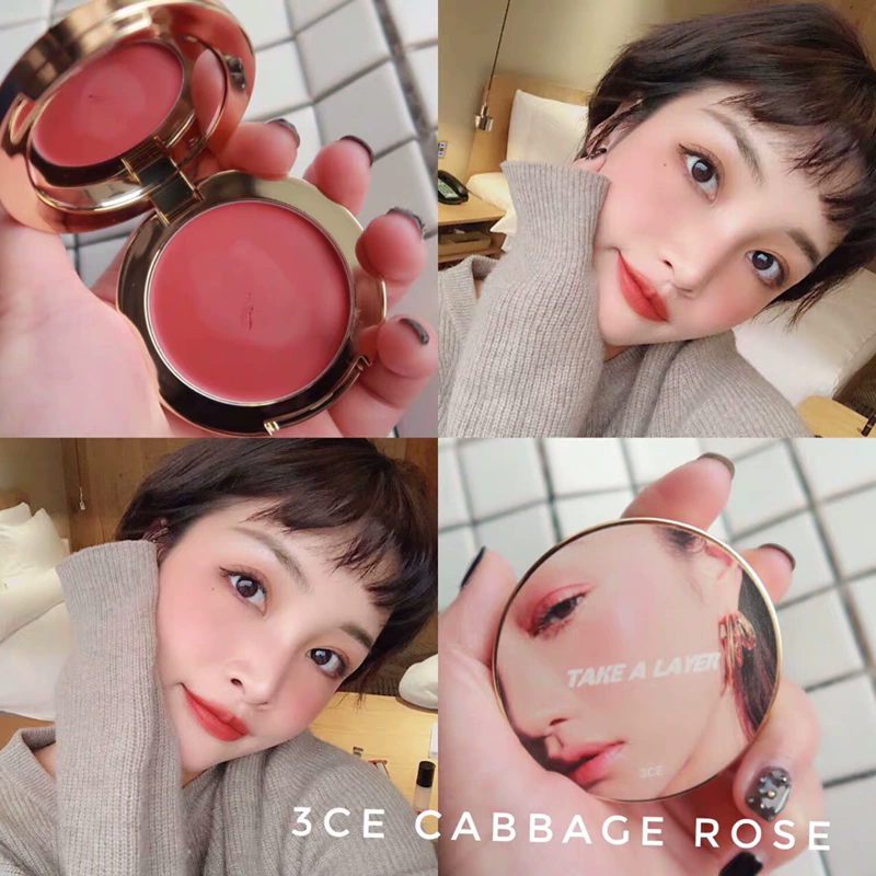 Hàn Quốc 3CE LAYER Son môi Blush Eyeshadow Lip và Cheek Rouge Carrot Rose Bean Paste - Blush / Cochineal phấn má hồng the face shop