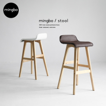 Nordic solid wood bar chair Bar high chair Front desk chair European retro bar chair high stool Cafe chair Mobile phone shop chair