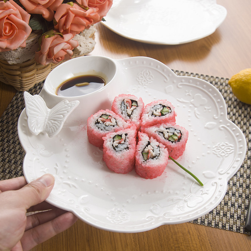 Dumpling plate with vinegar plate ceramic plate western food plate steak plate breakfast plate rice plate hotel
