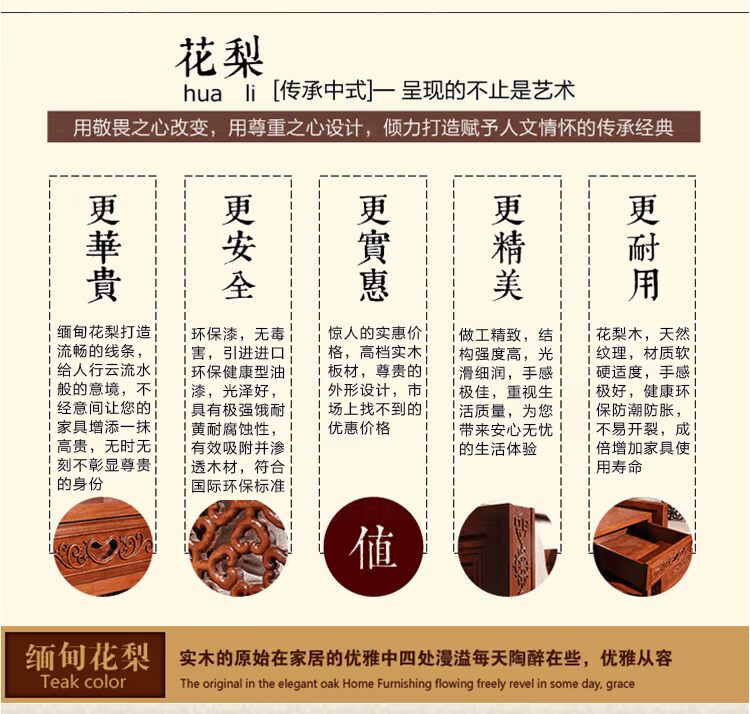Gỗ gụ nội thất gỗ hồng mộc Miến Điện Zhongtang sáu mảnh lớn hoa hồng gỗ linh chi ghế tám bàn cổ tích gỗ ngồi xổm - Bàn / Bàn bàn gỗ chân sắt