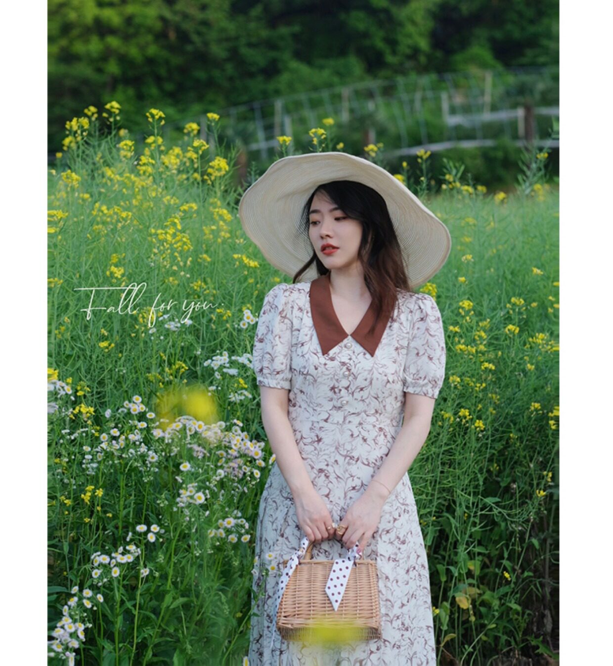 JML姜麦粒 法式复古百褶水墨连衣裙长款高腰碎花V领显瘦茶歇裙夏详情41