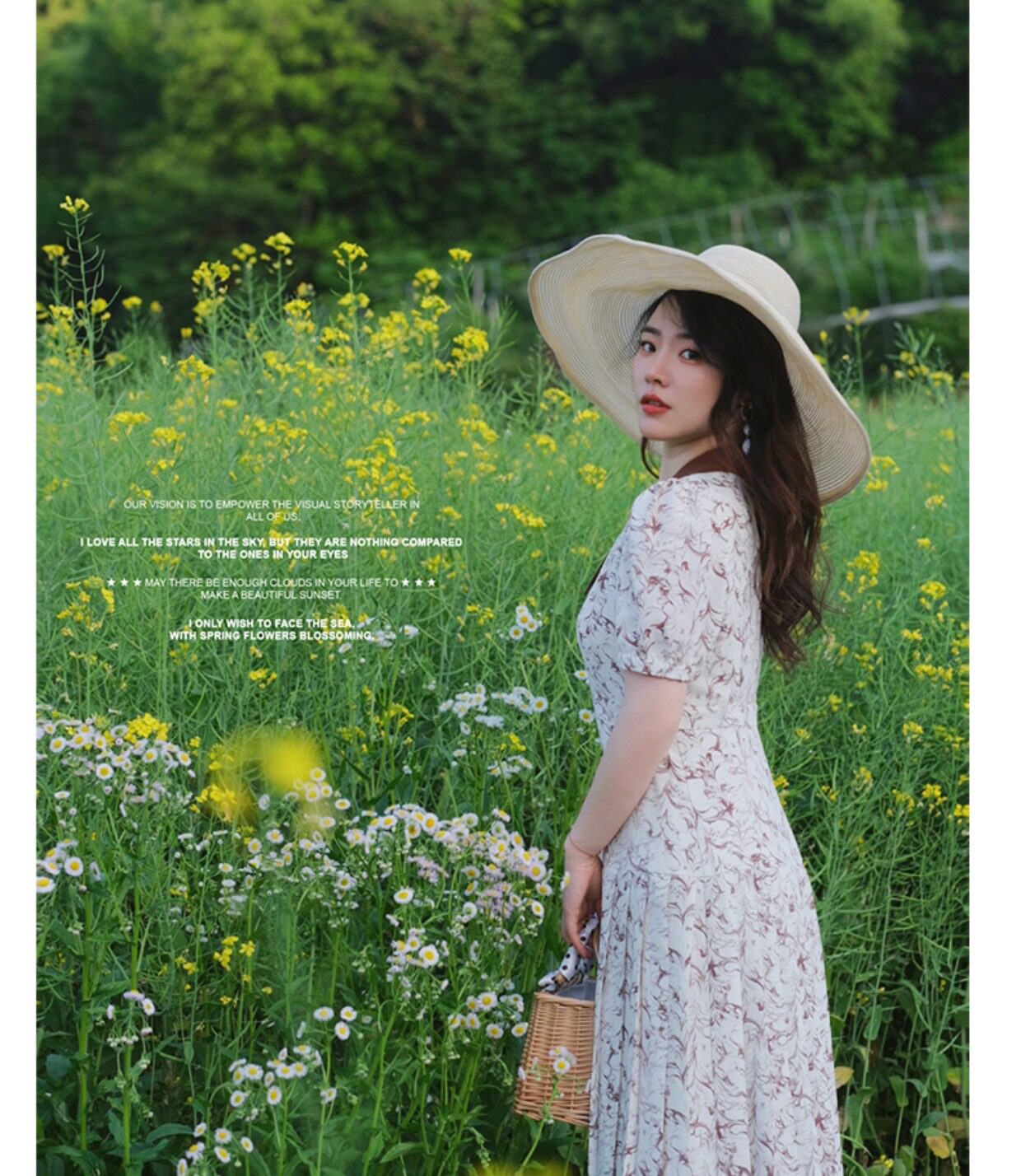 JML姜麦粒 法式复古百褶水墨连衣裙长款高腰碎花V领显瘦茶歇裙夏详情39