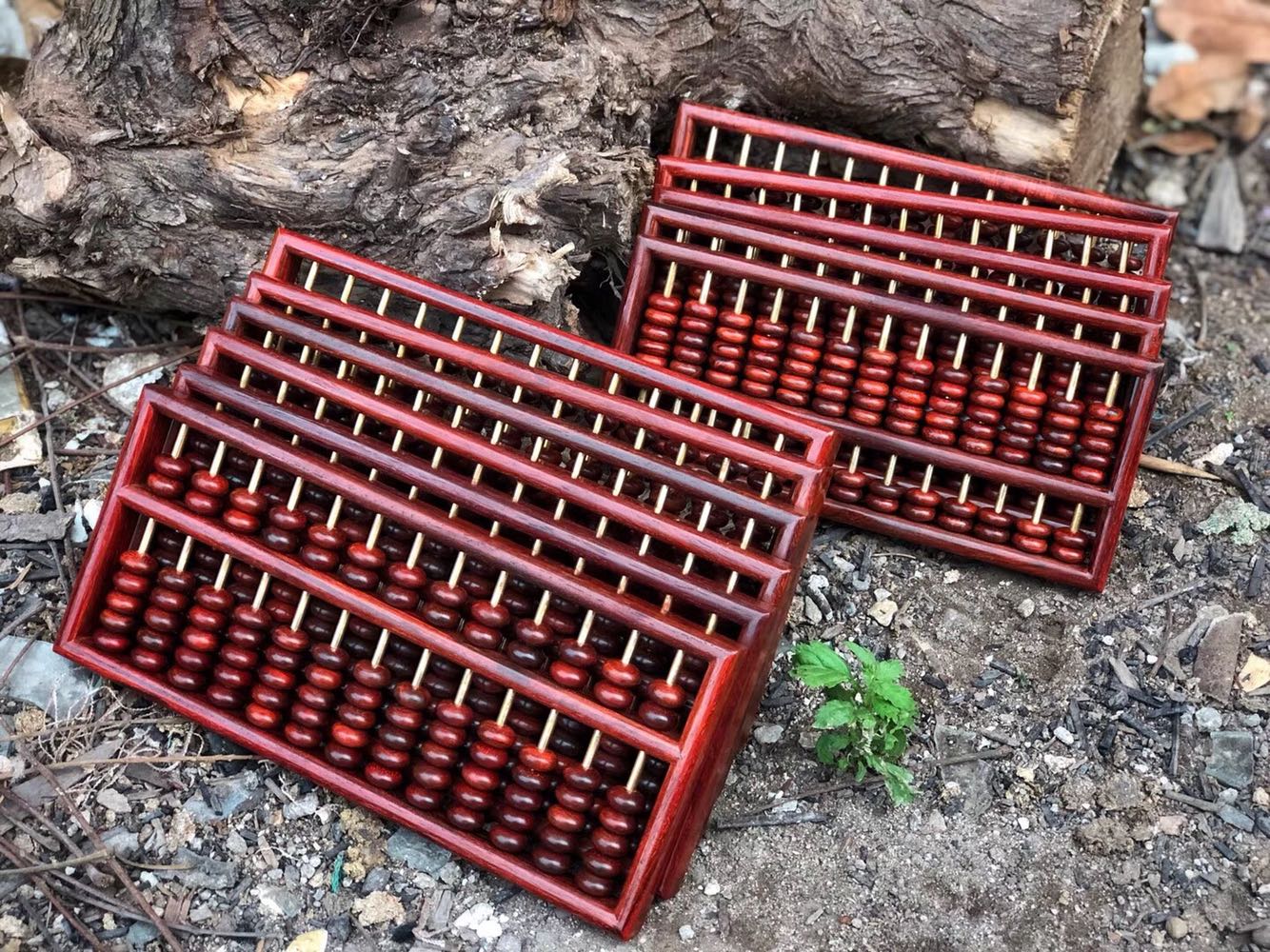 Indian small leafy purple sandalwood Wooden Counting Plate Pendulum Pieces 13 Stalls Old-style Chinese Red Wood Carvings Craftsmanship Gifts Swing gifts
