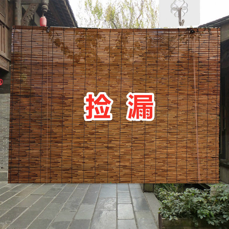 Reed Curtains, Decorative Straw Curtains, Chinese-Style Zen Bamboo Curtains, Sunshade and Light-Blocking Outdoor Partition Roller Blinds, Tea Room Balcony Curtains