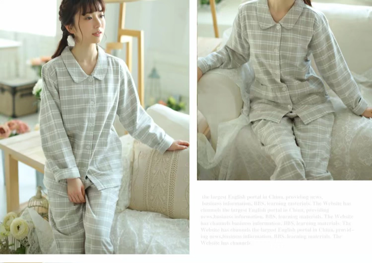 Đồ ngủ Nhật Bản dễ thương ngọt ngào nữ mùa xuân và mùa thu cotton flannel dài tay dịch vụ nhà phù hợp với mùa đông khí chất thanh lịch nhà may đồ bộ đẹp