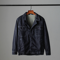 Foreign trade tail single mens denim jacket autumn and winter plus velvet denim jacket mens motorcycle punk jacket jacket