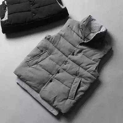 Men's cotton vest Japanese retro autumn and winter stand-up collar slim warm cotton vest men's thickened trend Joker coat