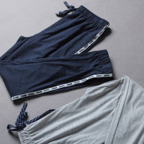 Foreign trade tail single thin mens side stitching elastic waist casual slim foot sports pants pants home pants