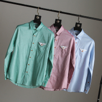 Japanese retro spring new mens long sleeve shirt cotton long sleeve slim fashion casual Joker shirt tide