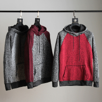Foreign trade tail single mens hooded pullover sports leisure sweater snowflake yarn color design hooded sweater jacket