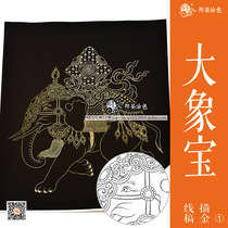 Thangka gold elephant treasure thangka gold painting color fortune elephant diy hand-painted decoration painting